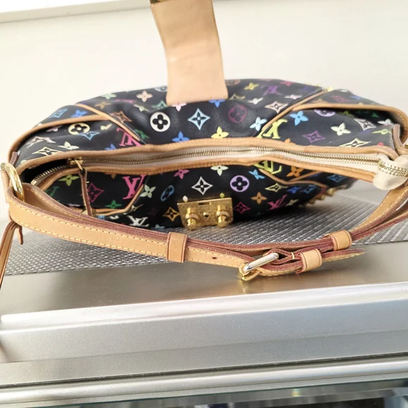 RARE Authentic Louis Vuitton Black Monogram Multicolor Chrissie MM Shoulder Bag - Picture 6 of 16